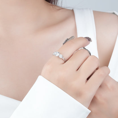 New Arrival Engagement Jewelry 925 Sterling Silver Three-Stone Setting Moissanite Promise Ring for Women
