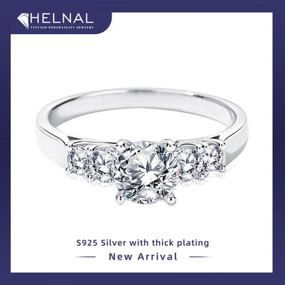 K1141 Cassiopeia Round Shape Moissanite 1 Carat S925 Silver Platinum Plated Ring