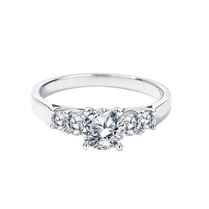 K1141 Cassiopeia Round Shape Moissanite 1 Carat S925 Silver Platinum Plated Ring