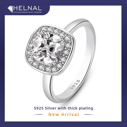 K1278 Eternal Cushion Cut Moissanite 1Carat S925 Silver Platinum Plated Ring