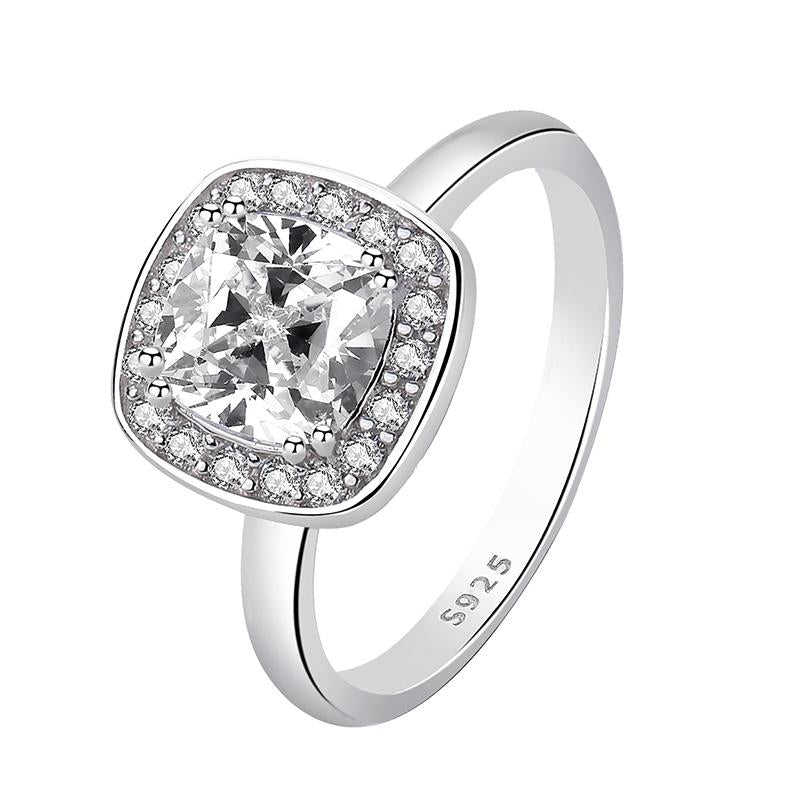 K1278 Eternal Cushion Cut Moissanite 1Carat S925 Silver Platinum Plated Ring