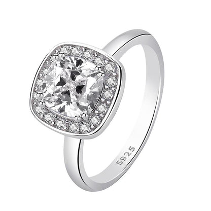 K1278 Eternal Cushion Cut Moissanite 1Carat S925 Silver Platinum Plated Ring